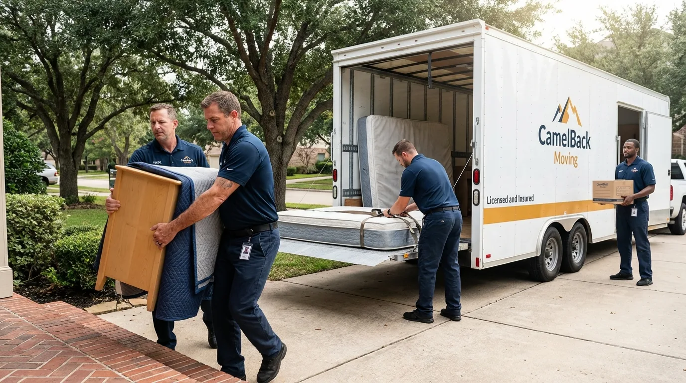 Crew loading residential truck for cross-state move from Barboursville, WV