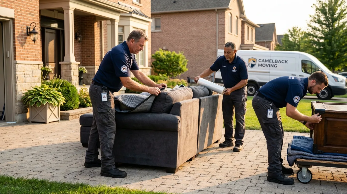 Large estate moving crew wrapping furniture in Barboursville, WV