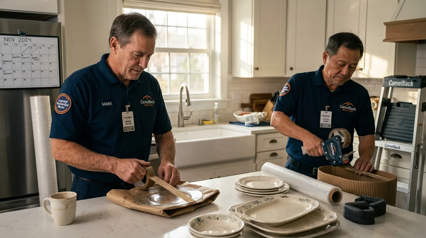 Professional crew packing kitchen dishware in Barboursville, WV