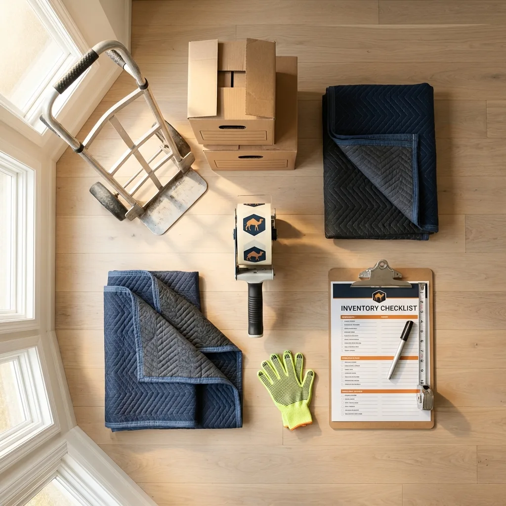 Professional moving supplies and packing materials layout for Barboursville residential relocations